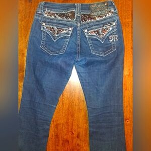 MISS ME Easy Boot Jeans Women's 26 x 35 Bootcut Flap Pocket Rhinestone JE5731E2X